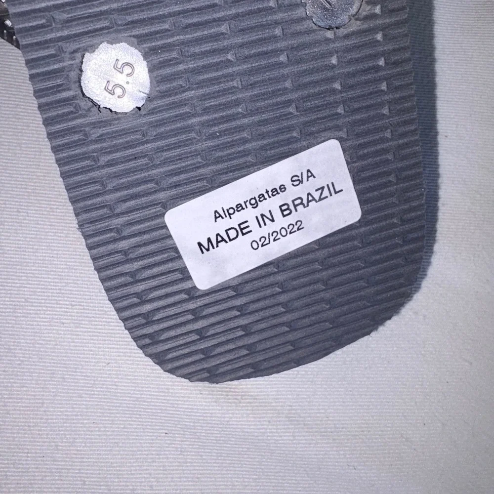 Havaianas Flip Flops 11 - 12 Steel Grey silver new Metallic Thong Sandal beach